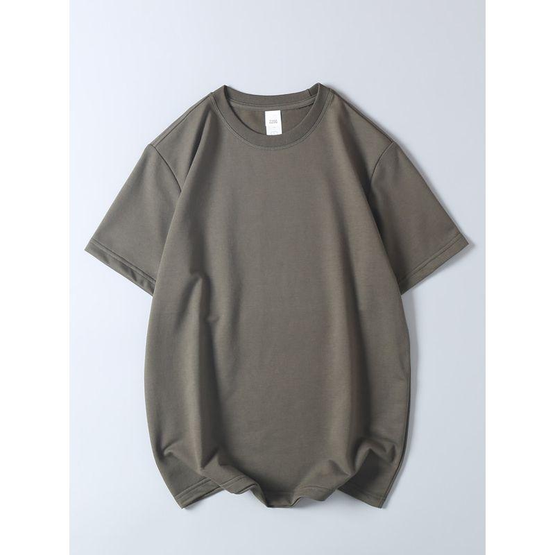 Export Export Orders! 220G Combed Cotton Sweater Short Sleeve T-shirt Summer Men's Pure Color Crew Neck Casual Half Sleeve