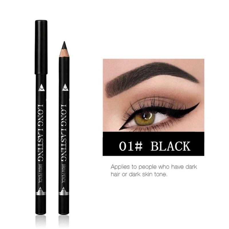 

1-12Pcs Waterproof Black Brown Eyebrow&Eyeliner Pencil Long Lasting Sweat Proof Halo Proof Wooden Pole Liner Cosmetic Pen 3Color