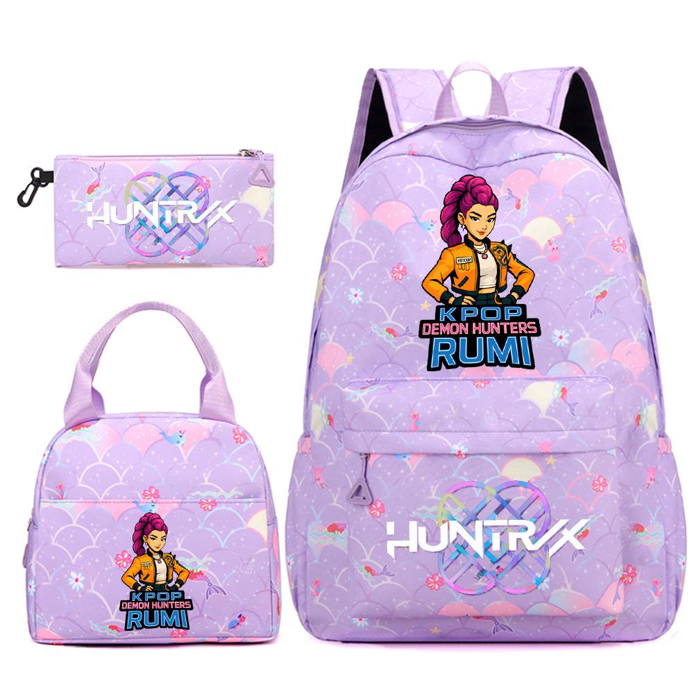 3Pcs/set Cute Kpop Printed Backpack Handbag Pencil Case for Teenger Student Girl Boy Schoolbag Kid Bookbag Large Capacity Travel Bag Gift Mochila