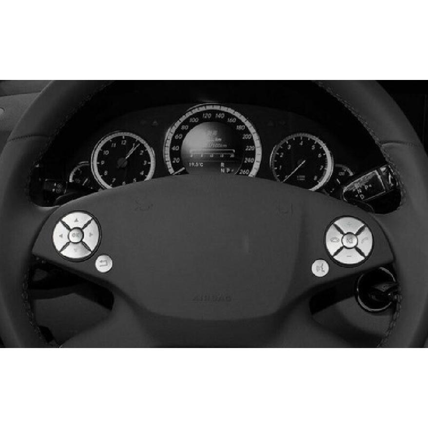 Matte Silver Front Steering Wheel Frame Cover 12pcs For Benz C-Class 2007-2010