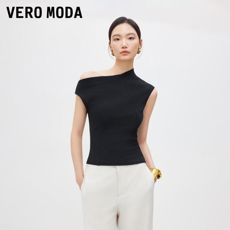 VEROMODA Women s Ribbed One-Shoulder Sleeveless T-Shirt L