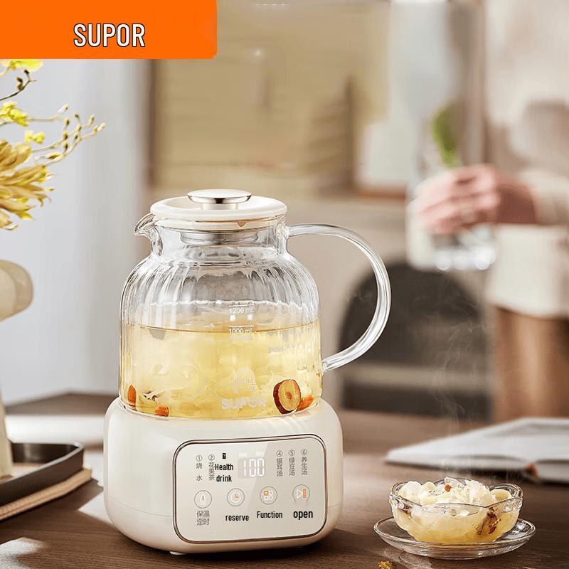 Supor 1.2L Electric Glass Herbal Tea Kettle CN plug (adapter included)