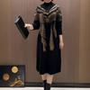 Autumn 2025 Slimming Plus Size Knit Dress with Half High Collar - Fashionable and Age-Reducing for Stylish Moms