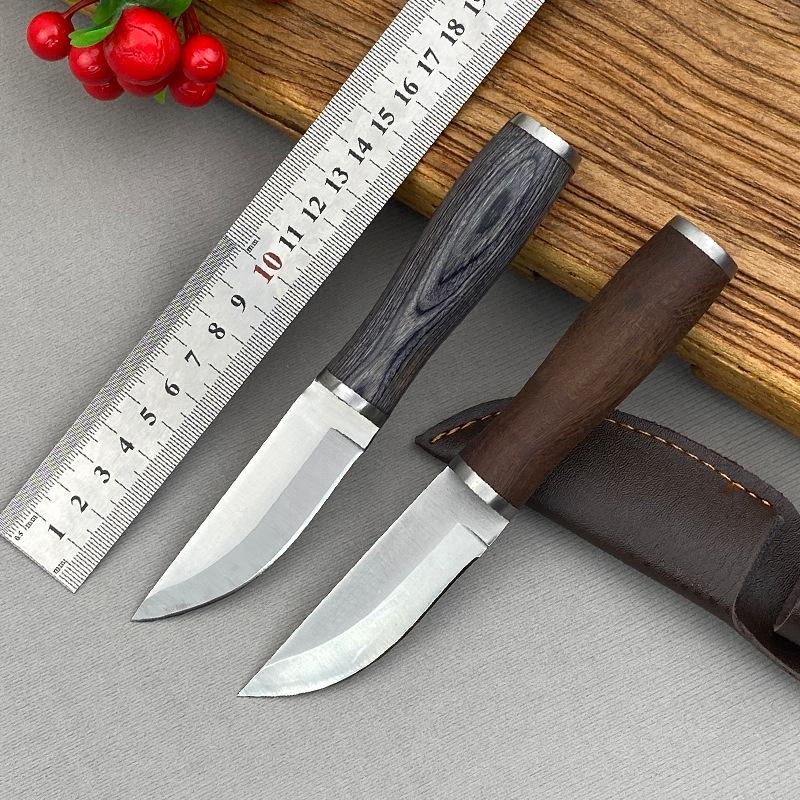 Nóż z drzewa różanego Stal nierdzewna 5Cr15 Proces rysowania Nóż kuchenny do siekania z osłonką Nóż do mięsa Narzędzia do owoców i grilla