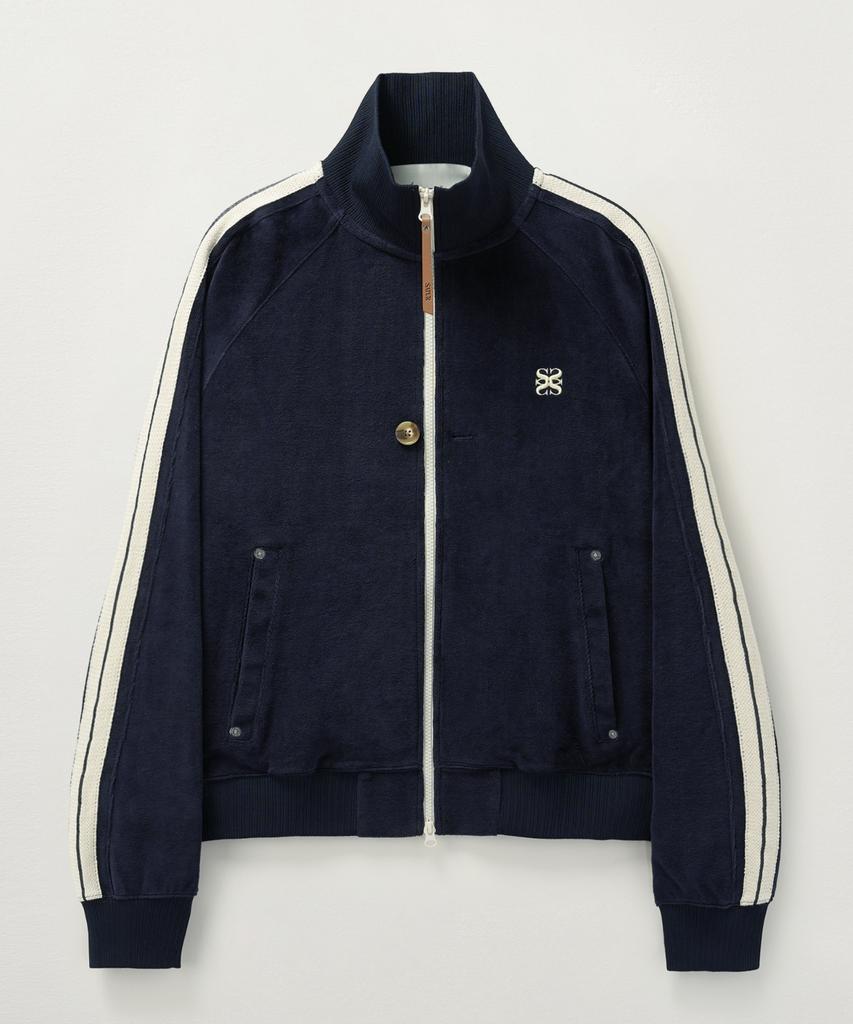 Satur Rawton Velour Track Zip-Up Jacket Navy