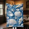 1PC shell starfishOutdoor Flannel Blanket - Soft Plush Decor for Picnics, camping, Bedroom,All-Season Cozy Gift for Christmas, Lightweight 1343A