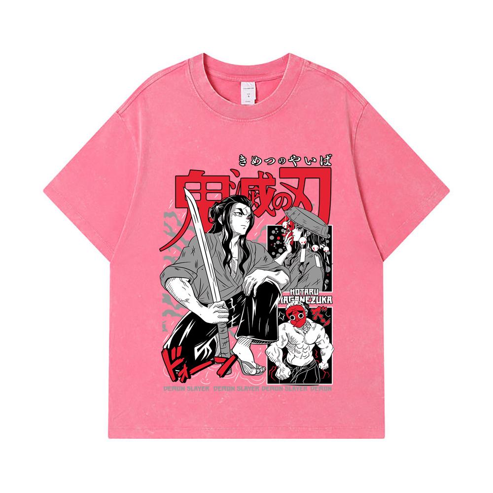 275 GSM Washed T-shirts 100% Cotton Demon Slayer V94 Haganezuka Print Unisex Heavy Cotton T Shirt