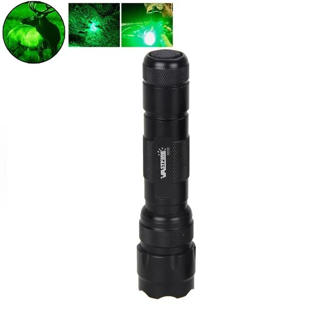LED Hunting Flashlight Green 502B Tactical Torch Green Light 1-Mode Waterproof Outdoor Light Mount+Switch USB Rechargeable Lamp