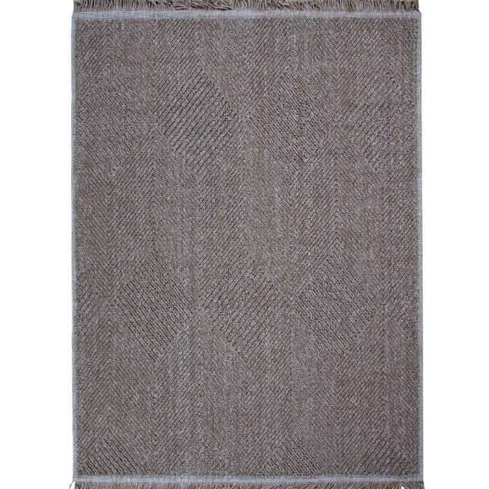 Tapis aspect jute salon losanges beige 190x290