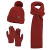 Winter Korean Style Fashion Knitted Wool Hat for Women Warm Hat Scarf and Gloves Three-Piece Set with Ear Protection Beanie