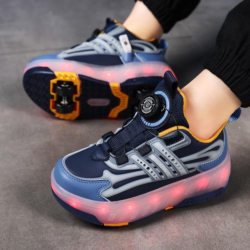 Classmate runaway shoes pulley boys can walk skating sneakers girls students four-wheel charging luminous shoes