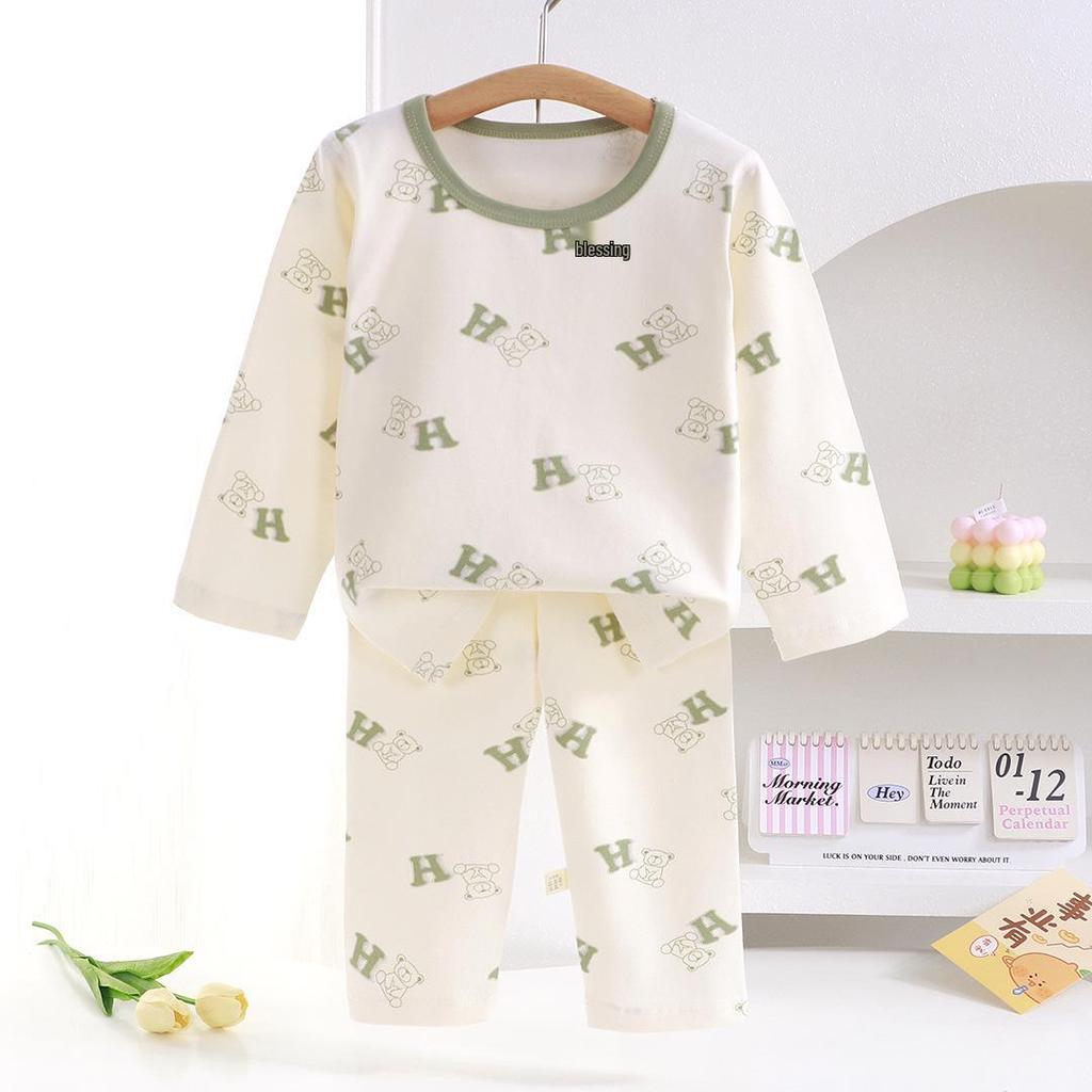 7A Antibacterial Seamless Children's Autumn/Winter Underwear Set - Small & Medium Sizes