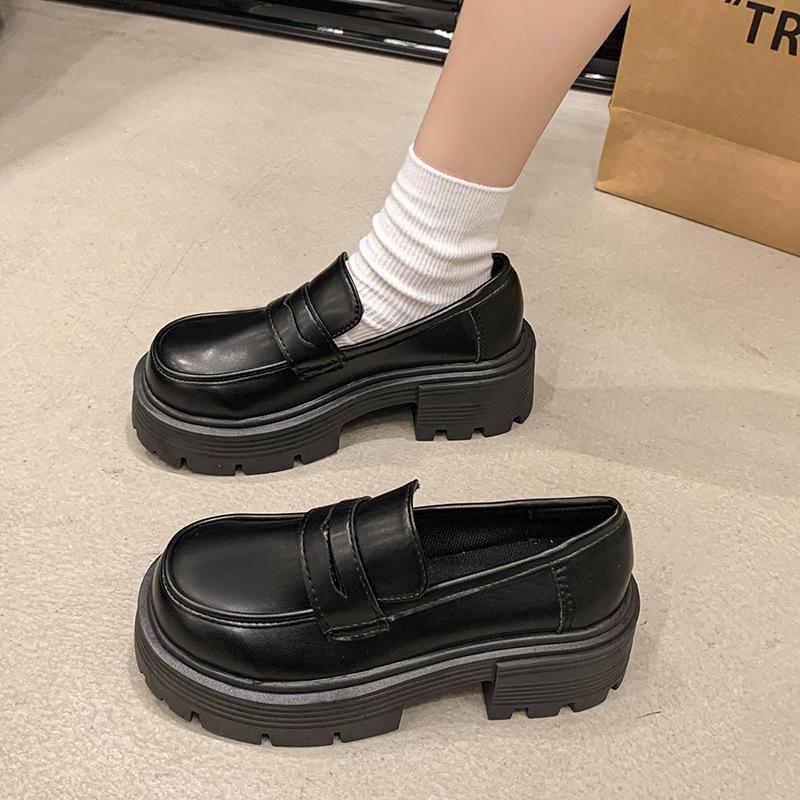 2025 new spring and autumn shoes versatile thick-soled one-pedal spring and autumn single shoes British style small leather shoes