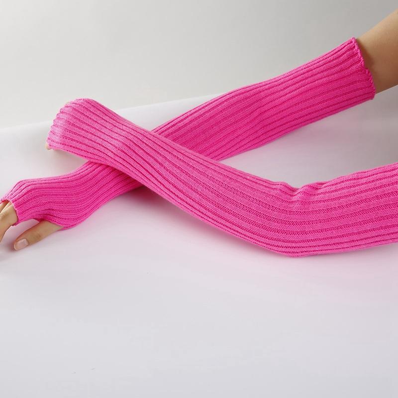 2Pcs/Pair Long Fingerless Gloves Womens Winter Warmer Knitted Arm Sleeve Soft Casual Gothic Punk Style