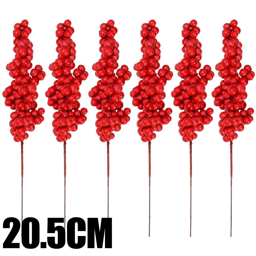 

Artificial Christmas Red Berries Fruit Holly Berry Stamen Bouquet for Christmas Wedding Party Decoration Home DIY Crafts 20cm 1pc