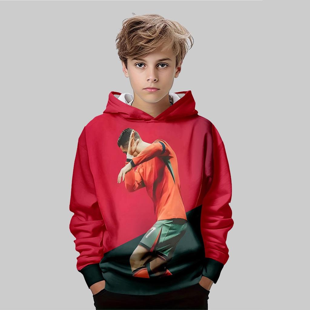 Autumn 3D Football Printed Hoodies Fashionable Casual Sports Long Sleeved Children's Boy Hooded Sweatshirts