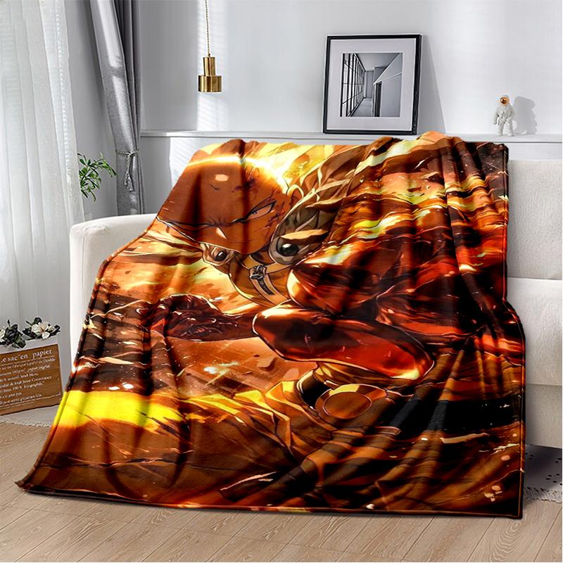 3D One Punch Man Saitama Cartoon Anime Soft Blanket,Soft Throw Blanket for Home Bedroom Bed Sofa Travel Cover Child Gift