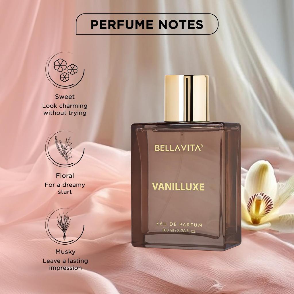 Newly Launched Vanilluxe | Long Lasting 100ml EDP Perfume for Man and Woman | Cedarwood, Jasmine & Musk | Musky, Floral Premium Unisex Fragrance