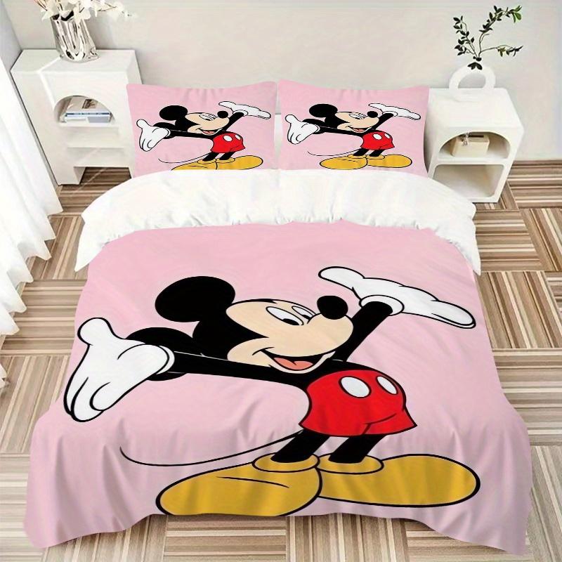 3pcs Pink Mickey Mouse Bedding Set Includes 1 Quilt Cover and 2 Pillowcases, Comfortable Bedding W082