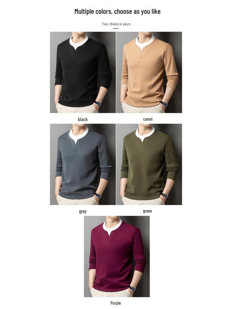 Men’s 2025 Autumn/Winter Long Sleeve Double Collar Patchwork Sweatshirt