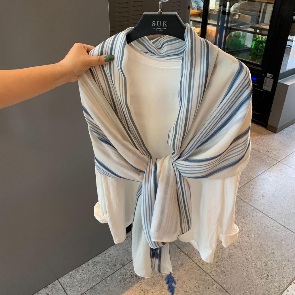 Summer Silk Scarf Shawl Sun Protection Dual-Purpose Yarn Scarf Scarf Spring And Autumn Ethnic Style Versatile Decorative Cotton And Linen Scarf