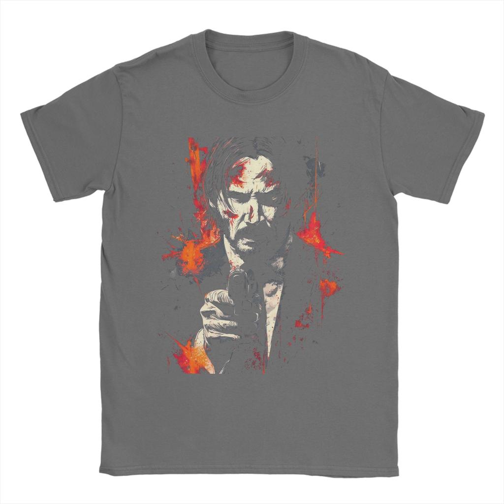 John Wick Night Assassin T Shirts Mens Cotton Novelty TShirts Round Collar Tees Short Sleeve Tops New Arrival