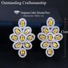 CMM White Golden Color Zirconia Large Flower Stud Earrings