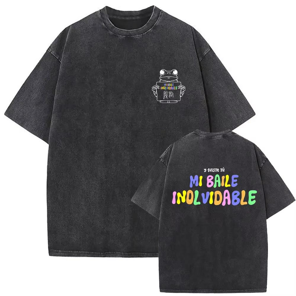 Summer Hot Sale Rapper Bad Bunny Washed Vintage T-shirt Debi Tirar Mas Fotos DTMF World Tour 2026 T Shirts Men Women Vintage Oversized Tshirt