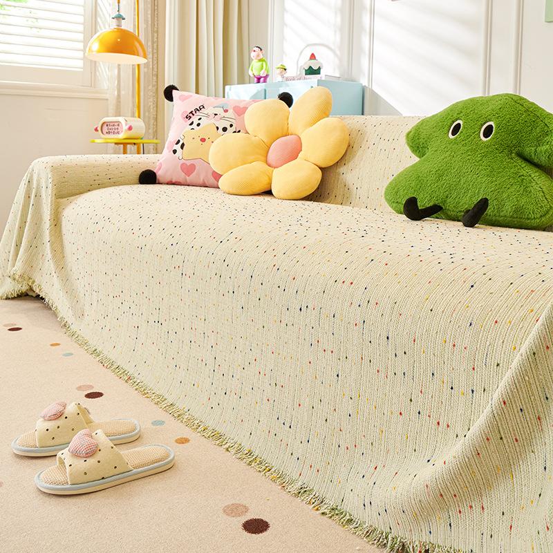 Süßes Chenille-Sofatuch Ganzjahres-Universal Rutschfest Vollabdeckung Tuch Decke Zuhause Sofarückenlehnen-Tuch Kissenpolster 180x130cm
