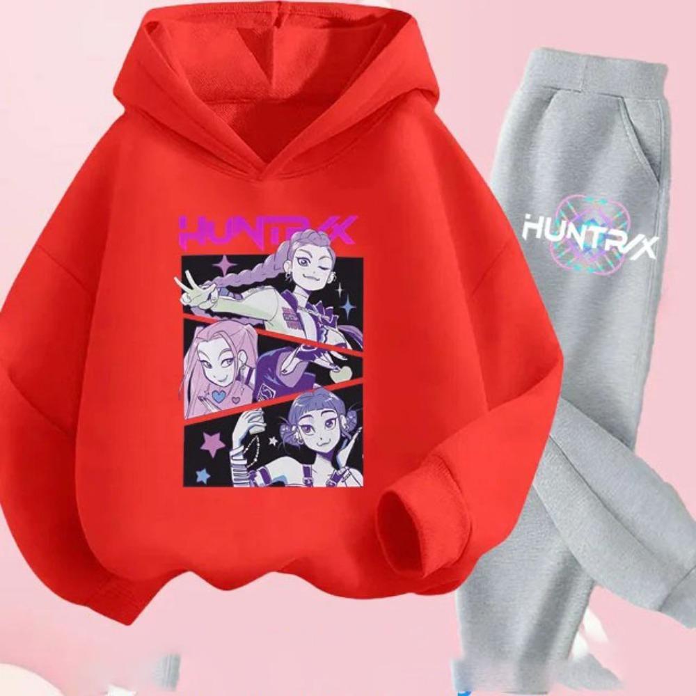 KPop Demon Hunters Hoodie Set Girls Fashion Casual Sweatshirt Movie New Kid K-Pop Demon Hunters Hooded Suit Clothes