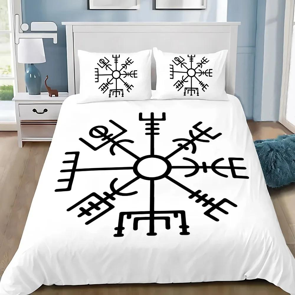 Viking Northern Germanic Culture Wolf Celtic Mystical Symbol Bedding Set Comforter Bed Home Decor Single Double Large Size