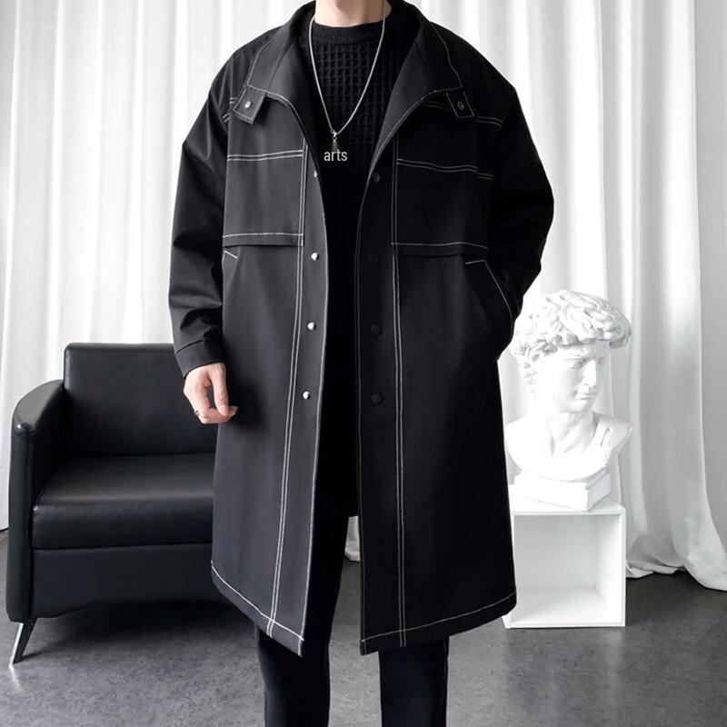 ROMON Men's Premium Relaxed Fit Mid-Length Trench Coat