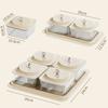 Wood Grain Snack Storage Box with Tray & Lid 2/4 Jars Coffee Table Dessert Plate Square Dustproof Nuts Candy Fruits Organizer