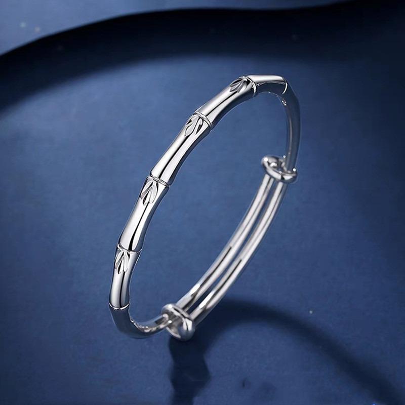 Women Solid Matte Bamboo Joint Open Bangle Bracelet Gift For Girlfriend