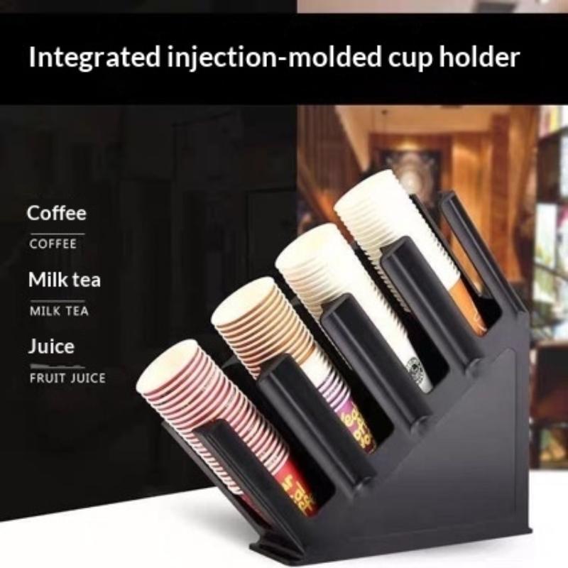 Plastic Paper Cup Storage Rack 4 Slots Thickened Sturdy For Coffee Tea Shop Counter Use