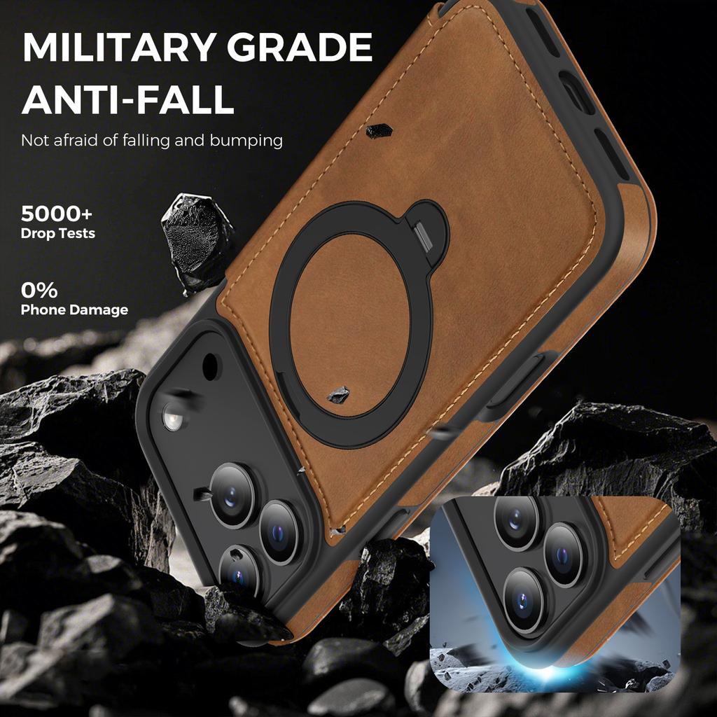 Armored Shield Suitable for IPhone 17 Magnetic Phone Case Flip Cover 360 Rotating Bracket Apple 16 ProMax Protective Case