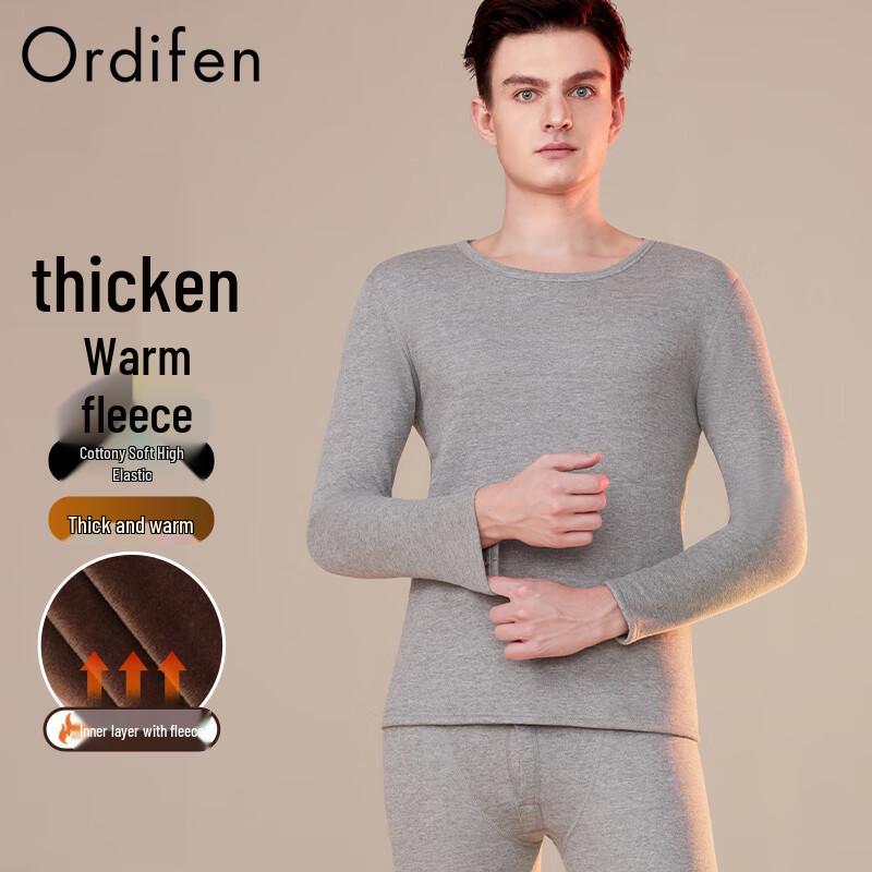 Audiffren Men s Plus Velvet Thick Thermal Underwear Set 2XL