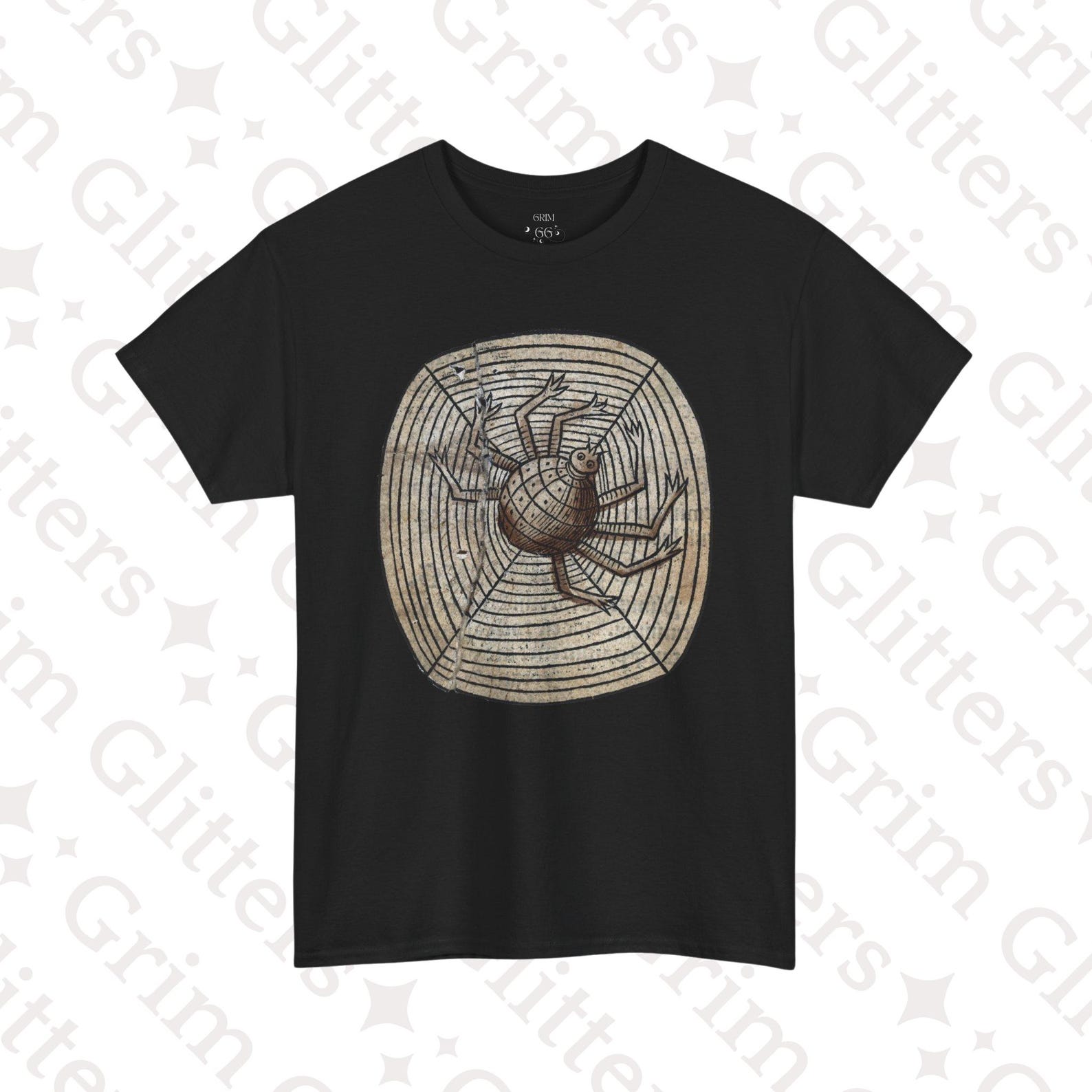 Spider & Web T-Shirt: Ortus Sanitatis, Medieval Bestiary Unisex Tee 3XL