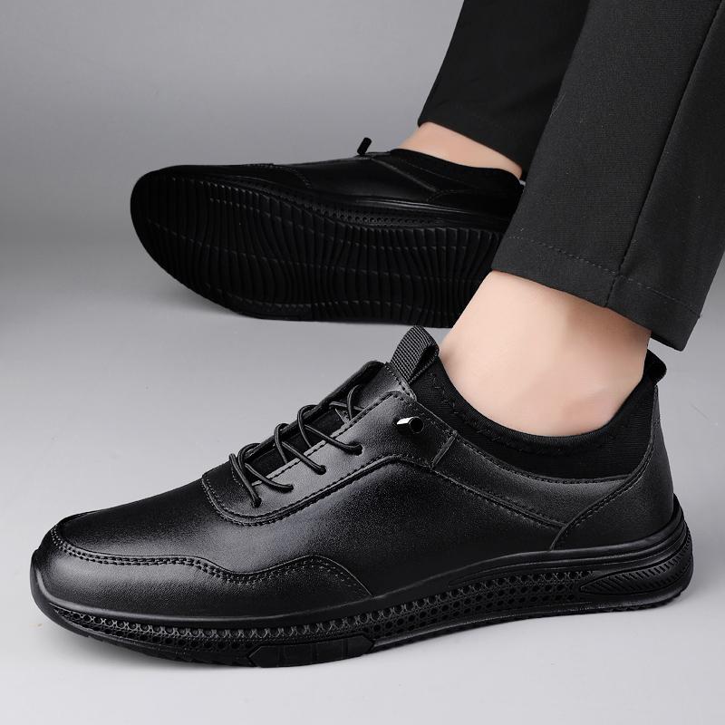 Fashion Man Breathable Dress Business Shoes New Genuine Leather Men's Walking Shoes Office Sneakers Outdoor Comfy Business Dress Shoes