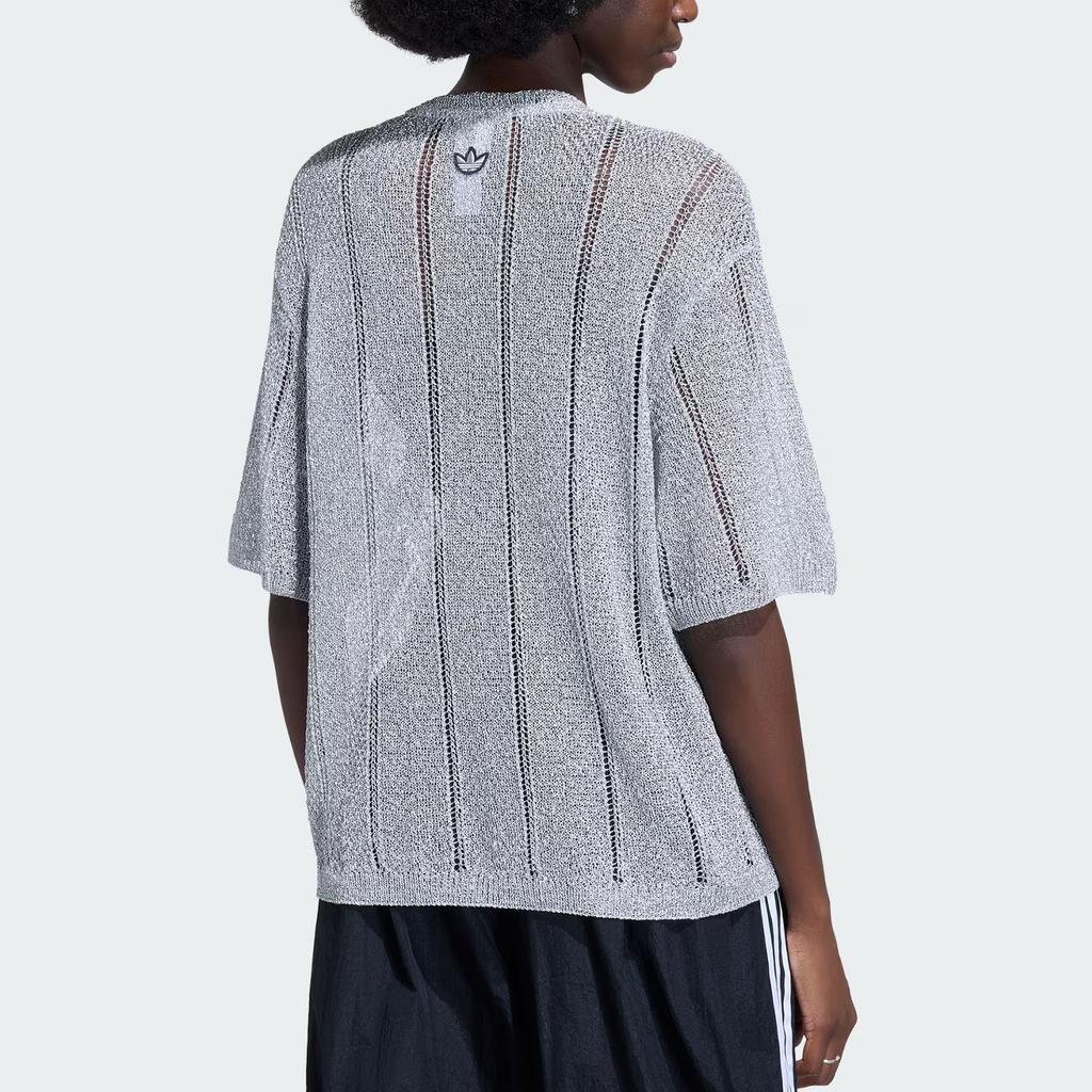 Adidas Originals Adilenium Silver Jersey Loose Fit Round Neck Short Sleeve Knit Top Women tops KZ5061