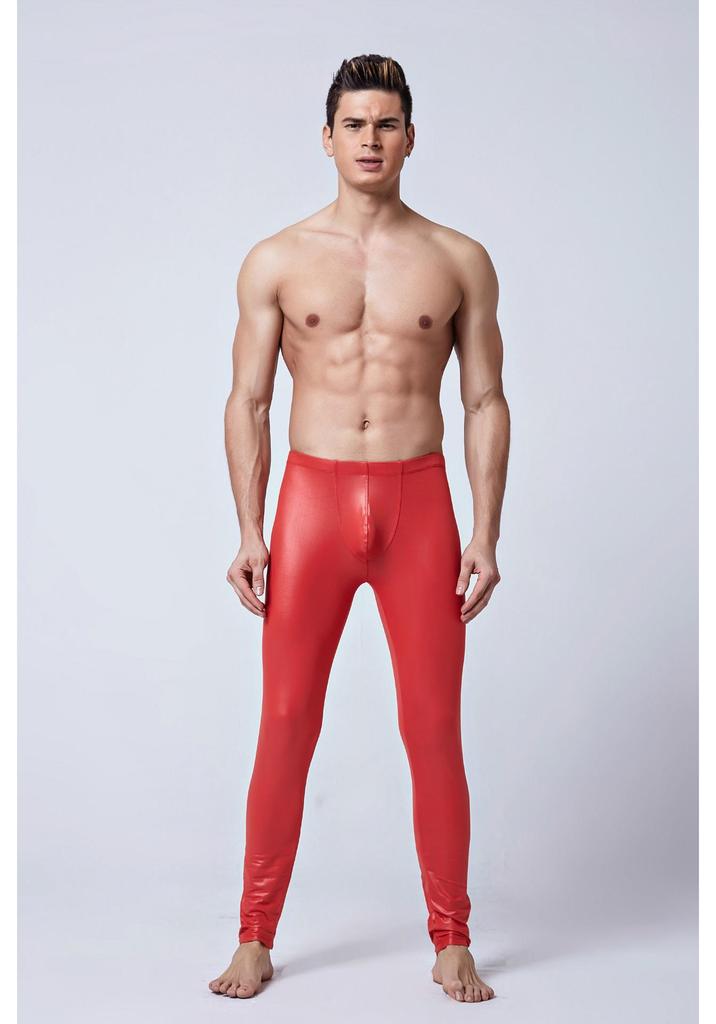 Men's Patent Leather Exotic Lingerie Bodysuit for Nightclub and Stage Performance