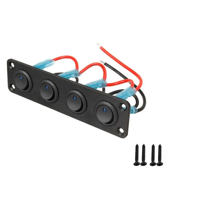 12V 1-4 Gang Universal Toggle Switch Panel USB Car Boat Marine RV Truck Blue LED Styling Accessories Marine Rocker Switch Relays 5