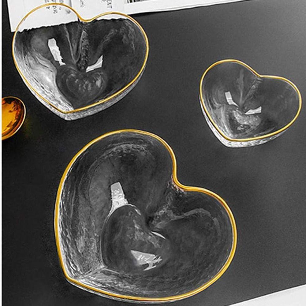 Irregular Glass Heart Bowl Love Heart Candy Trays Modern Clear Serving Dish  Snack