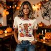 Women's fashion V-neck casual Halloween printed short-sleeved top