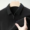 Summer Men's Casual Slim Fit Polo Shirt Flip Collar Breathable Half Zipper Short Sleeve Top Solid Color Comfortable T-shirt