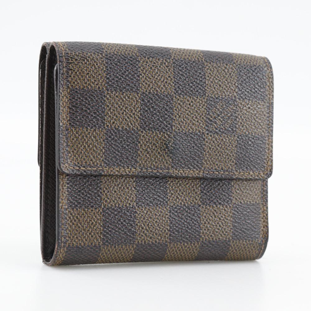 LOUIS VUITTON Porte BilletsCartes Crdit Bi-Fold Wallet N61652 Double Sided Brown Damier canvas unisex Used