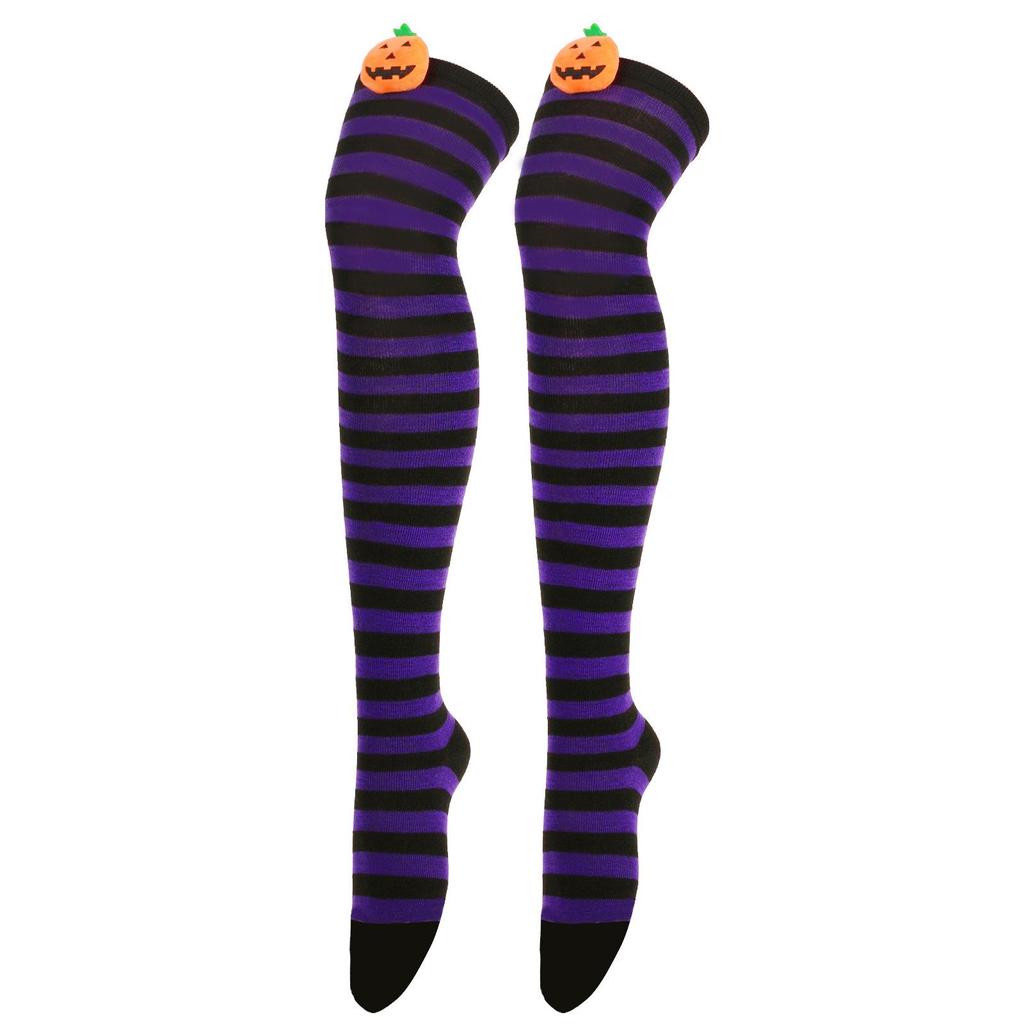 Women's Halloween Devil Over-the-Knee Cosplay Socks: European and American Striped Long Socks