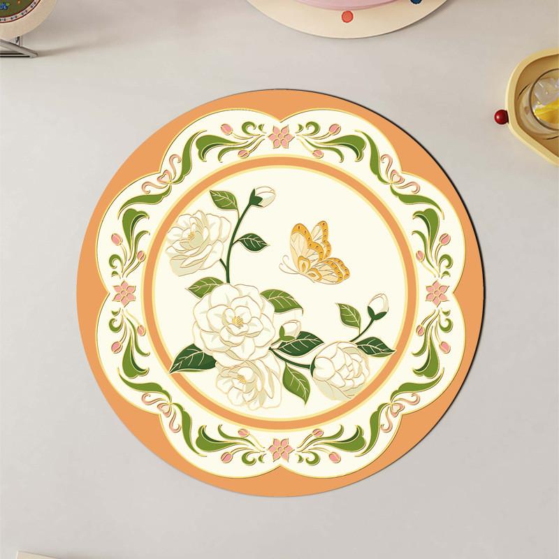 Floral Rubber Coaster Set With Thick Nonslip Material For Home Dining Decor