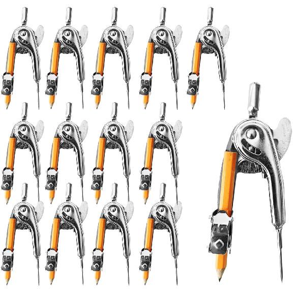 20 Штук Циркуль для Геометрии Металлический Циркуль Инструмент Математический Циркуль Оптом Циркуль для Черчения Серебряный Геометрический Циркуль с Карандашом для Ученика Школьный Класс