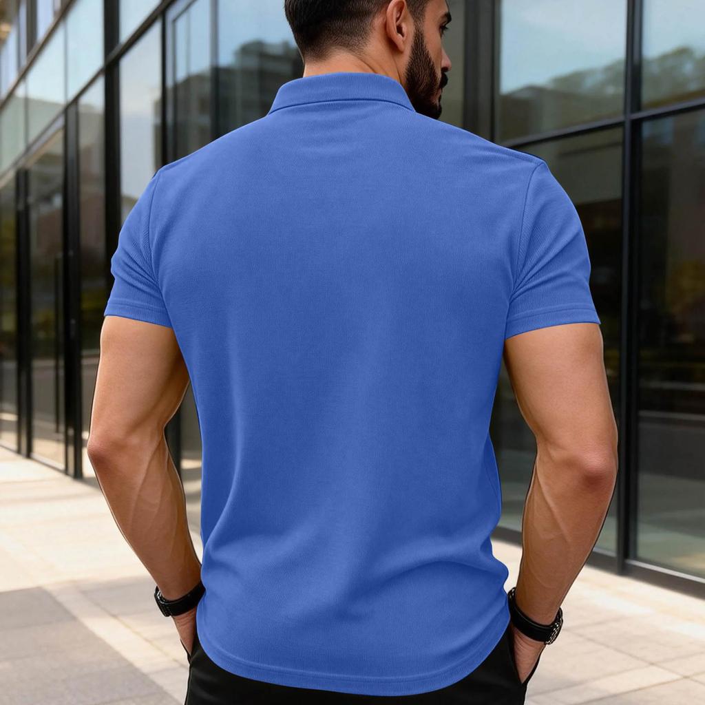Men's Fashion Shirts Short Sleeve Casual Cotton Golf Shirts Moisture Wicking Shirt With Pocket